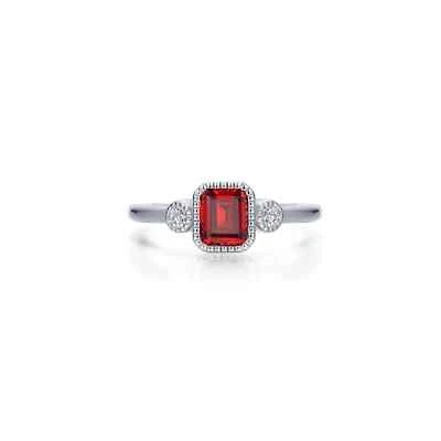 BRAND NEW Lafonn Platinum Plated Red Garnet January Birthstone Ring BR006GNP07