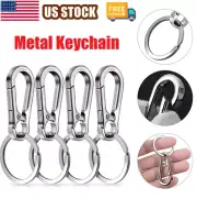 Metal Keychain Key Ring Carabiner Clip Keyring Chain Fob Holder Silver 2/4PCS