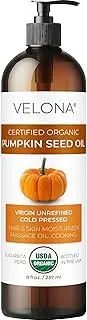 velona Pumpkin Seed Oil USDA Certified Organic - 8 Fl Oz | 100% Pure and Natural Carrier Oil | Unrefined, Cold Pressed | Cooking, Face, Hair, Body & Skin Care | Use Today - Enjoy Result