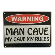 3x Warning Sign Man Cave My Cave My Rules 200x300mm Metal Private Safe Notice