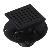 4 Inch Square Shower Drain Stainless Steel Floor Drain with Flange Matte Black