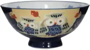 Tanaka Chopsticks Shop Tea Bowl, Owl, Large, Mino Ware, Microwave Safe, Dishwasher Safe, Made in Japan, Owl Pattern, Cute, Simple Design, Kitchen, Dining, Japanese Tableware, Present, Gift, Stylish,