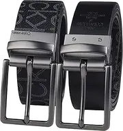 [Calvin Klein] Men's Smooth Leather Reversible Belt - Black
