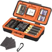 Camera Battery and Memory Card Case - Professional Water-Resistant & Shockproof Storage Box for 3 Batteries or 4 AA Batteries, 6 SD SDXC SDHC and 3 XQD or 3 CF Cards-O