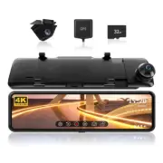 REDTIGER Mirror Dual Cameras Dash Cam Rear View Cam Parking 4K Monitor