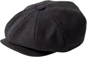 [JANGOUL] Men Wool Blend 8 Panel Newsboy Cap Tweed Cabbie Hat Snap Brim