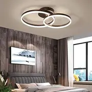 BAMDECOR Black Modern Minimalist Round LED Ceiling Light Adjustable 3-Color Modes for Bar, Dining Room, Office (Two Rings 30cm+40cm)