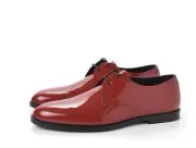 Saint Laurent Men’s Red Patent Brogue Oxford. Lace Up. Size 41. New With Box