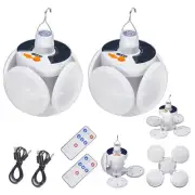 2 Pack Collapsible Solar Camping Lantern Tent Light for Outdoor Hiking Emergency