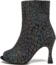 [SWDZM] Women's Latin Dance Shoes Peep Toe Ballroom Salsa Fashion Performance Wedding Party Ankle Dance Boots,Model-QJW1022