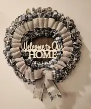 Welcome Home Burlap And Ribbon Wreath