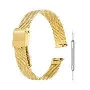 Mesh Watch Bands for Men,Metal Mesh Watch Strap with Tools(10mm, Gold)