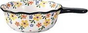 Soup Bowls with Handles Noodle Ramen Curry Bowl,French Onion Soup Bowl,500ml Ceramic Bowl Microwave and Oven Safe,22x15x7cm-boho red-8.5" 17oz(Color:Yellow and Flowers)