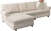 Smarcute Velvet Sofa Cover L Shape Couch 2 Piece Stretch Couch Covers for Sectional Sofa Set Washable Thick and Soft Sofa Covers for Living Room Furniture Covers, (3 Seater + 1 Chaise, Pale Oak)