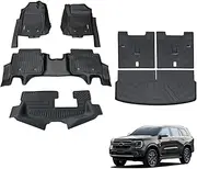 OAD4X4 3-Row Floor Mats & Boot Liner Set Compatible with Ford Everest Next-Gen 7 Seats 2022-Onwards, Custom-Fit TPE All-Weather Car Liners with Door Sill Coverage