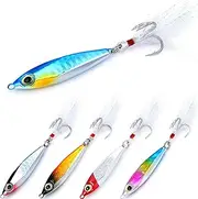 EXAURAFELIS 5pcs Fishing Lures Fishing Gear Jig Fishinglure Spoon Lures Sinking Metal Spoons Jigging Bait swimbaits for Bass Trout Tuna Kingfish Snapper Cobia Tackle Box Freshwater Saltwater