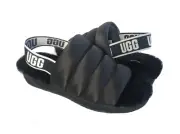 UGG PUFF YEAH BLACK MOCASSIN SLIP ON SANDAL US 9 / EU 40 / UK 7