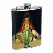 Vintage Gypsy Woman D4 Flask 8oz Stainless Steel Hip Drinking Whiskey