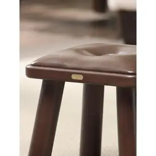 實木凳子小板凳兒童家用美式客廳皮凳軟包圓凳方凳沙發墊腳凳子