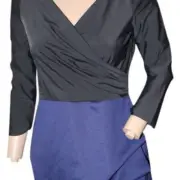Aidan Mattox Black/Navy Flattering v neck Dress 8 NWT