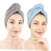 100% Cotton Hair Towels for Women, Head Towel Cap, Light Grey - Sky Blue