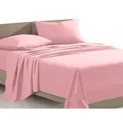 Ultra Soft Bed Sheets Set Flat Fitted Sheet Egyptian Cotton Linen - Blush