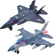 HOLYFUN Airplane Toys with Sound and Light, Pull Back Fighter Jet Plane Toys for Kids Boys and Girls