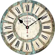 12 Inch Waterproof Wall Clock Roman Numeral Display Retro Shabby Style Wooden Silent Decor Clock for Patio, Pool, Fence, Porch, Garden,Bathroom