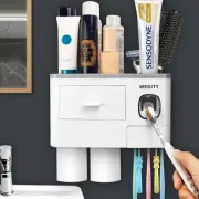 Multifunctional Wall-Mounted Toothbrush Holder, Automatic Toothpaste Dispense...