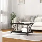 Classic Coffee Table Side Tables With Practical Tabletop Stable Iron Frame Black