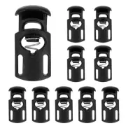 10pcs Spring Cord Locks Plastic Toggle Stopper Cord Stops Fastener, Black