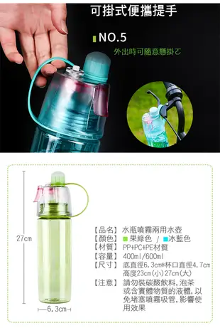 水瓶噴霧兩用水壺400 ML (2.4折)