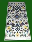 White Marble Office Table , Marble Dining Table Top , Gemstone Living Room Table