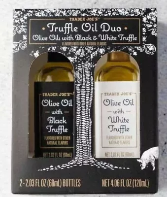 Trader Joe's Truffle Oil Duo Olive Oil Black White Truffle Set 4.06 oz LIMITED