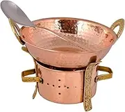 Pack of 12 Copper Angeethi Stove with Copper Kadhai and Spoon Angithi/Sigdi For Home/Hotel/Restaurant Tableware Serveware/Dishware 3 Piece Set