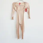 Spanx Beige 3/4 Sleeve Full Length Catsuit Bodysuit Shapewear Size XL