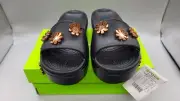Crocs CB Platform MetallicBlooms Womens Slides, Black, Size 4, NEW!!