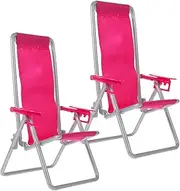 FONDOTIN 2Pcs Mini Deck Chair Realistic Simulation Folding Beach Chair for Home Decoration Miniature Garden Accessories Display Ornaments for Bookshelf Desk Decor