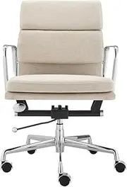 Matt Blatt Eames Premium Replica Low Back Soft Pad Office Chair Fabric (Beige/Chrome) - MBEAPOCLCLB