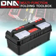 Portable 2-Layer Multi-Function Folding Plastic Tool Storage Box Lockable Red