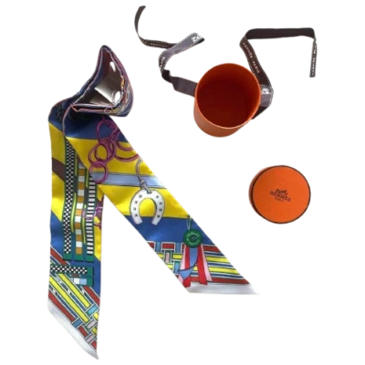 Unused HERMES Carre 90 BRIDES ET GRIS GRIS Silk Scarf Multicolor 90cm Japan[New]