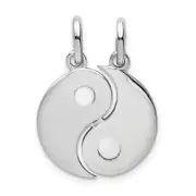 Sterling Silver Rhodium-Plate Brush & Polished Yin Yang Break Apart Pendant