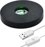 Wood LED Light Base – 7-Color USB Display Stand for Acrylic & Crystal Art (3.94"
