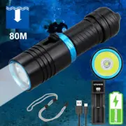 8000 Lumens Scuba Diving Flashlight LED Dive Torch Underwater 80M Outdoor Lamp