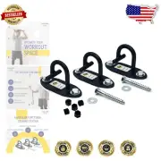 Mini H1 Set of 3 Wall-Mounted Fitness Hooks for Resistance Bands - Black Steel