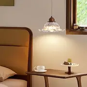 Traditional Vintage Glass Pendant Light, Artistic Lantern Design, 18cm Height, Warm White/White Light, E14, Adjustable Chain