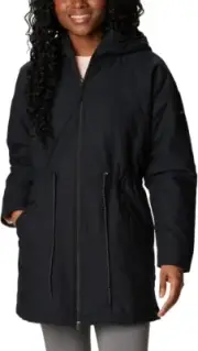 Columbia Womens 2X Crystal Crest Quilted Sherpa Lined Hooded Black Jacket $200