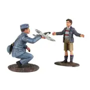 W. Britain - World War II RAF Pilot with Model Spitfire and Child 25027 WWII