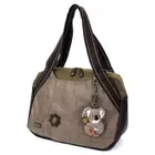 New Chala Bowling Zip Tote Large Bag Pleather Stone Gray Coin Purse KOALA gift