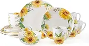 Mikasa Sunflower Chip Resistant 16 Piece Dinnerware Set, Service for 4, Multicolor